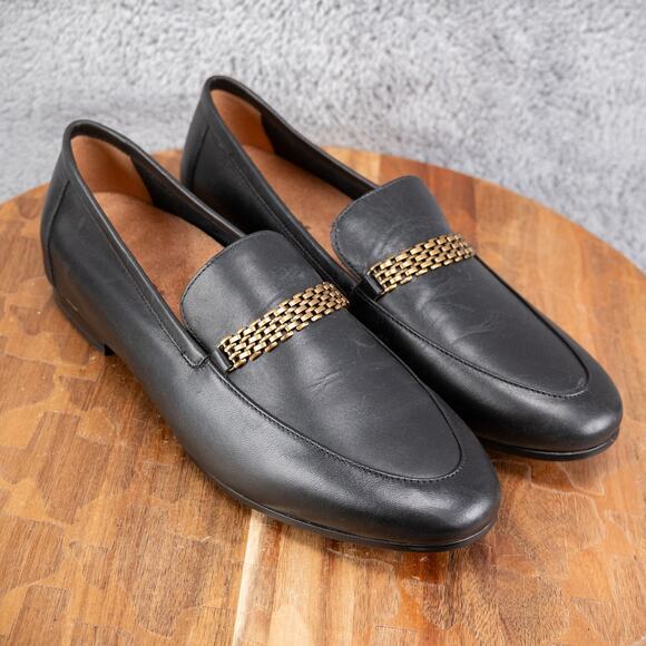 Vionic Women's Size 7.5 Black Gold Accent Charlotte Loafers Work - Picture 1 of 7